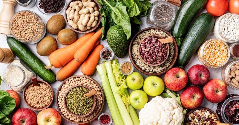 top view of healthy food background